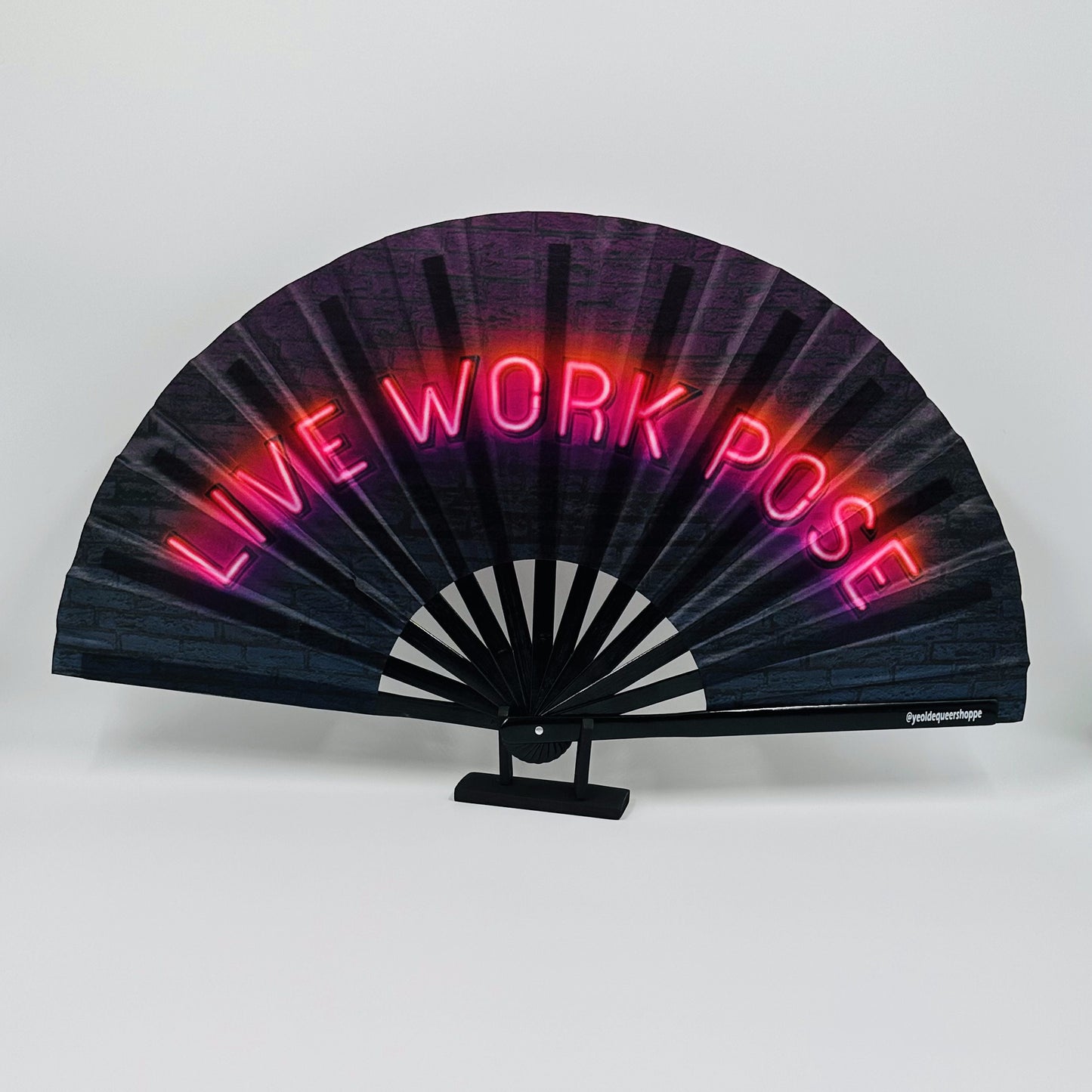 Live Work Pose Bamboo Hand Fan