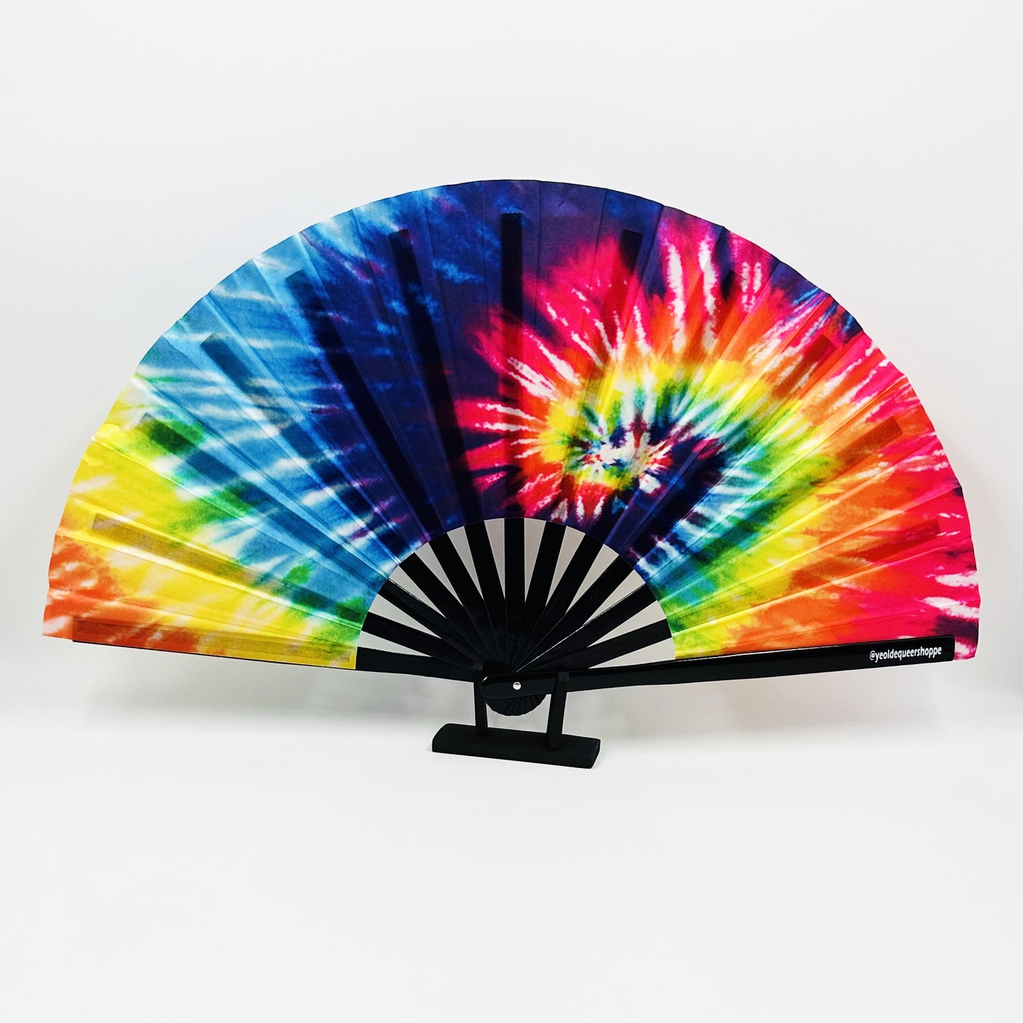 Tie Dye Rainbow Bamboo Hand Fan