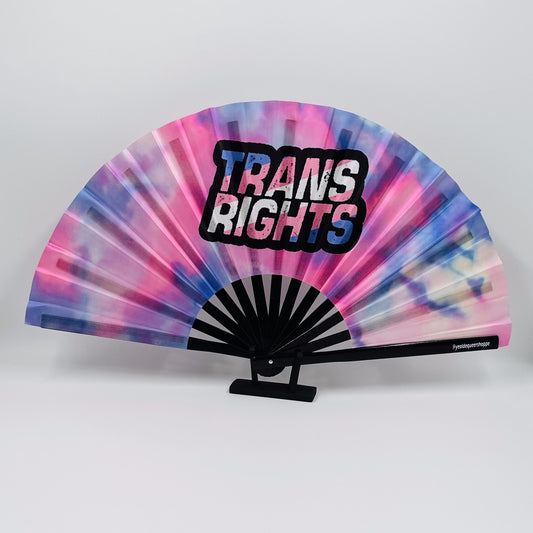 Trans Rights Bamboo Hand Fan