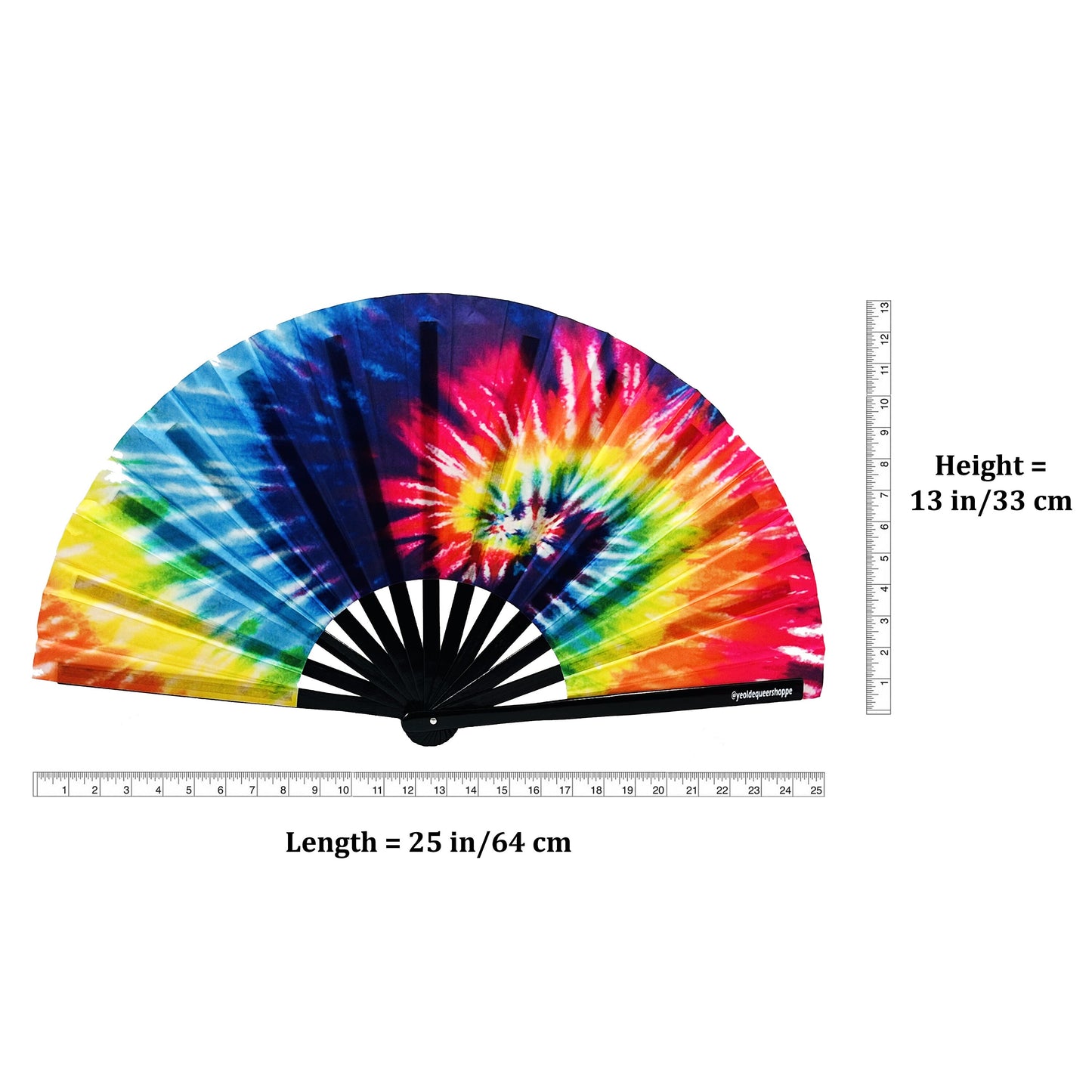 Tie Dye Rainbow Bamboo Hand Fan