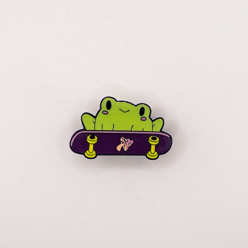 Frog Mushroom Skateboard Pin