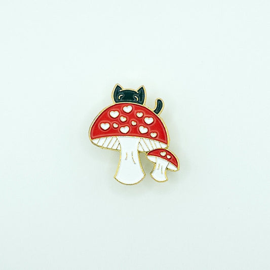 Cat with Mushroom Pin