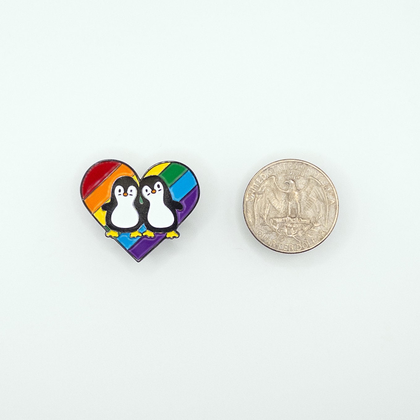 Gay Penguins with Rainbow Heart Pin