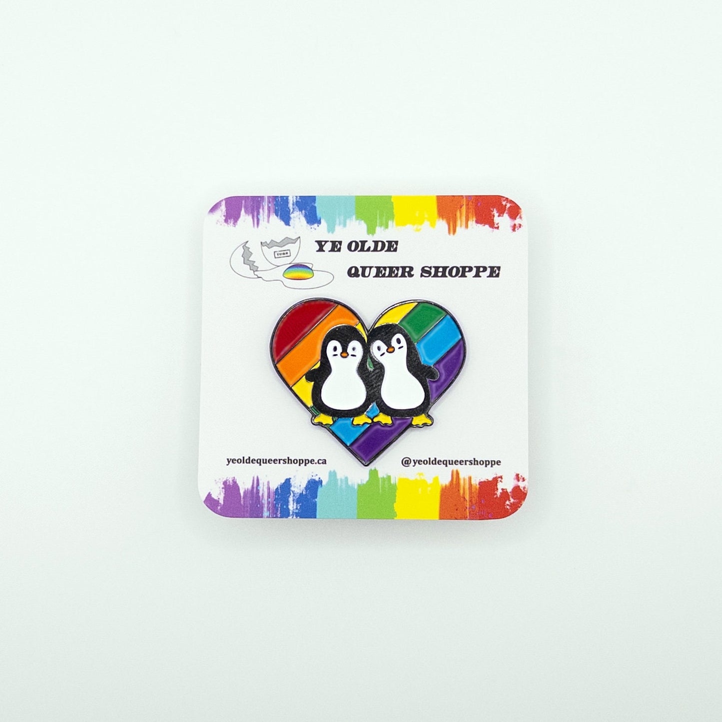 Gay Penguins with Rainbow Heart Pin